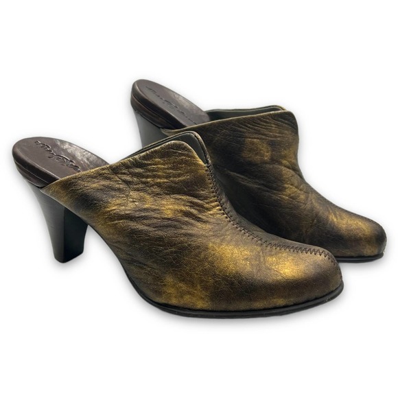 VINTAGE Born Crown Pinto Brushed Metallic Leather Mule Clog SZ 7 - Picture 1 of 10